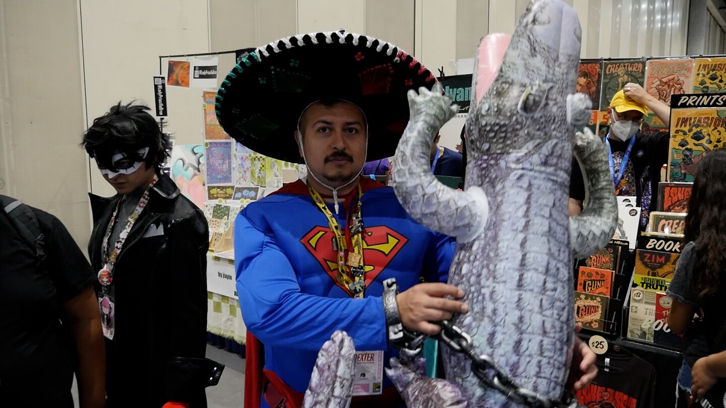 Juan Alvarez added his own touch to his Superman cosplay, donning a Mexican sombrero. Photo taken July 25, 2025.