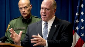 In this Dec. 5, 2017, file photo, acting Director for U.S. Immigration and Customs Enforcement Thomas Homan, right, speaks as U.S. Customs and Border Protection Acting Deputy Commissioner Ronald Vitiello, looks on at a Department of Homeland Security news conference in Washington. 
