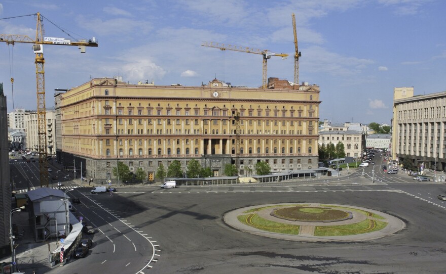 A view of the Russian Federal Security Services (FSB) on Lubyanka Square in Moscow in 2013. Journalists, dissidents and human rights workers say they are often followed or harrassed by the Russian spy service.