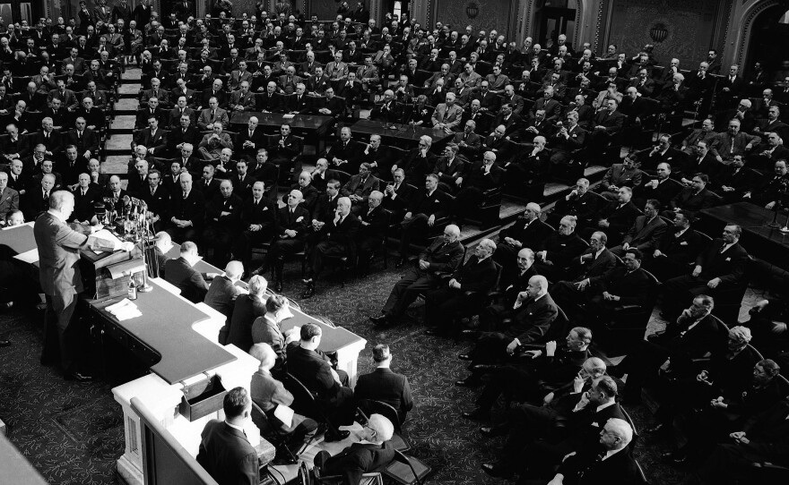 President Franklin D. Roosevelt addressing Congress in 1943. After Roosevelt made his eighth-year speech in 1940, he went on to win a third term.