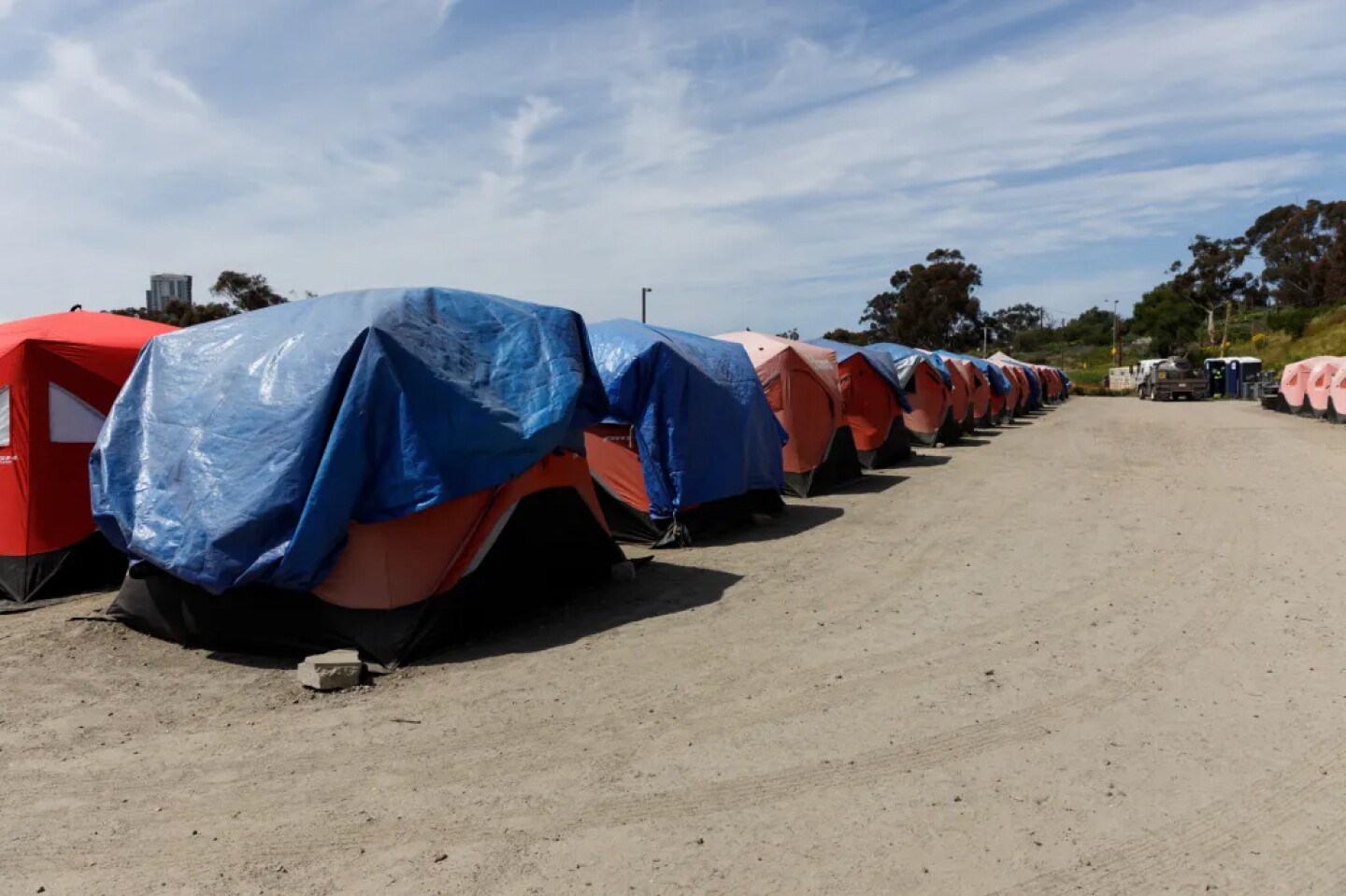 O Lot Safe Sleeping site tents at Balboa Park in San Diego on March 22, 2024.