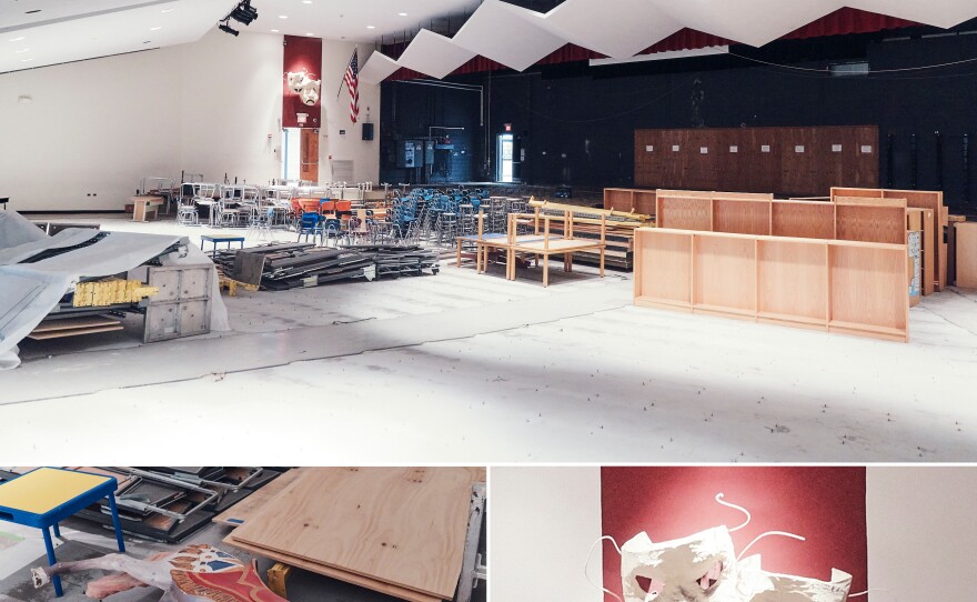 Math teacher Michael Mirkovic says the flood turned the school's auditorium and theater into "an aquarium."