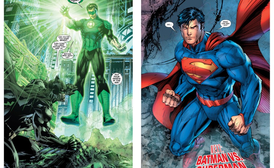 Panels featuring art by Jim Lee from the DC New 52.