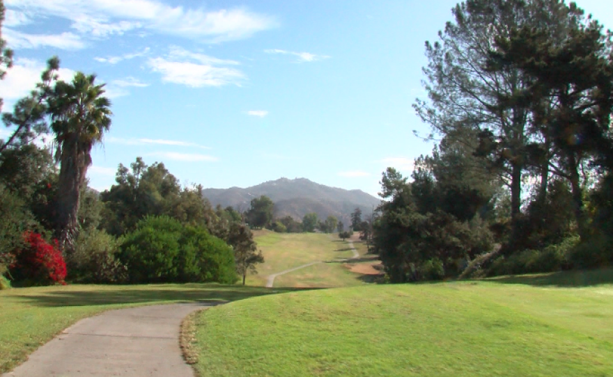 The view from the cart path along the north end of the StoneRidge Country Club golf course in Poway, Oct. 10, 2017.