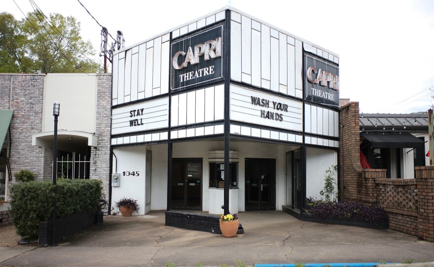 Montgomery's Capri Theatre, seen on March 22, was closed because of the coronavirus. Montgomery Mayor Steven Reed says the city health system's capacity to manage the crisis has hit unsustainable levels.