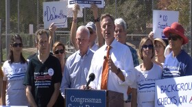 Rep. Scott Peters (D-San Diego ) speaks during a gun control rally, Oct. 13, 2015.