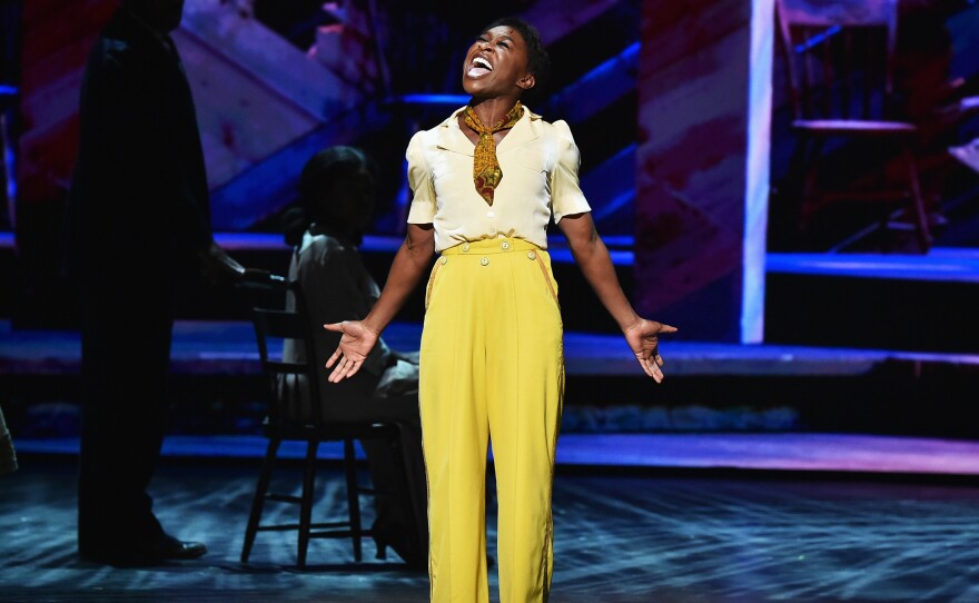 Cynthia Erivo, star of The Color Purple, performs onstage during the 70th Annual Tony Awards.