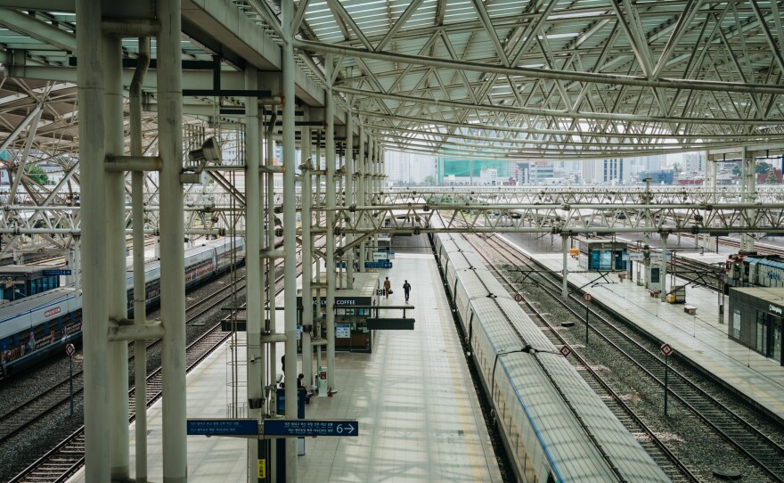 The Seoul train station was unusually empty last Tuesday, a day before the Chuseok holiday began. South Korea's Korail train operator only sold window seats to enforce social distancing this year.