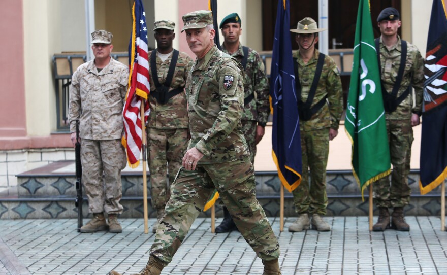 Gen. John Nicholson, shown here in Kabul on March 2, traveled last month to Kunduz, where he "humbly and respectfully" asked forgiveness for the attack.