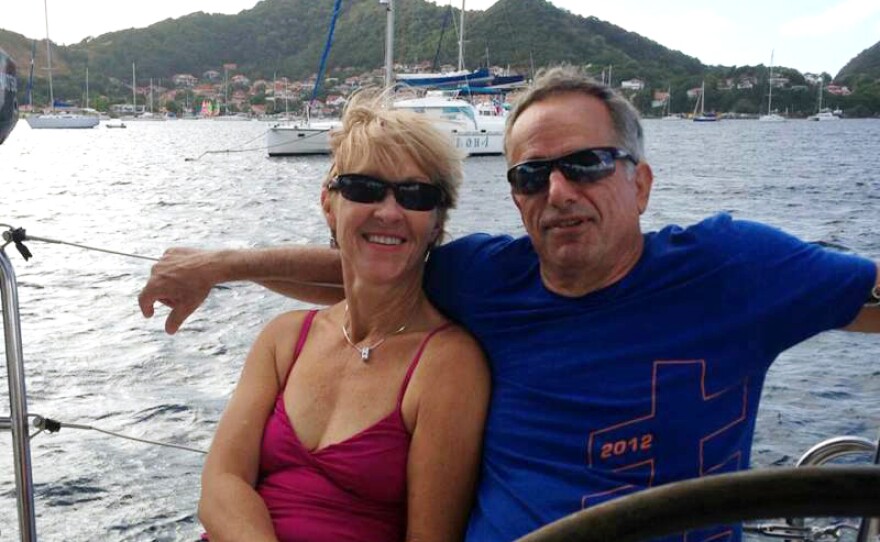 Lina Clark and her husband David Huntley on vacation in Croatia in 2014. Before he died of complications from ALS in 2015, Huntley's illness prompted them both to become activists, lobbying for California's right to try law.