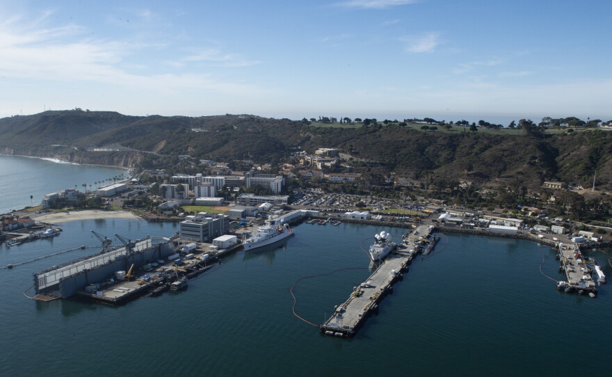 Aerial photo of Naval Base Point Loma in San Diego, CA, taken Jan. 21, 2021.