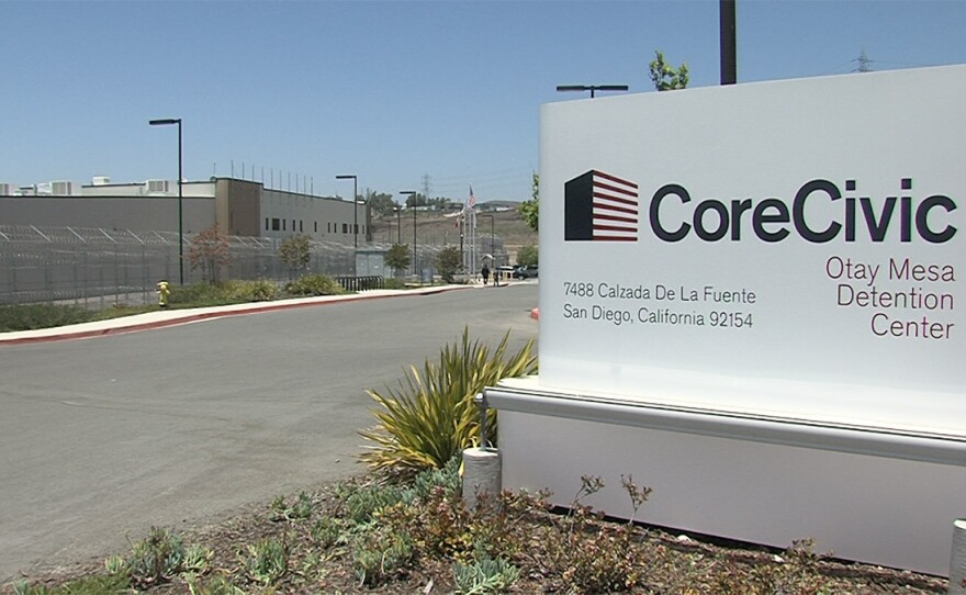 The sign at the entrance to the Otay Mesa Immigration and Detention Facility is pictured in San Diego, June 22, 2018.