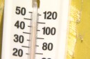 An outdoor thermometer shows the temperature well over 100 degrees at Cowles Mountain on June 10, 2019.