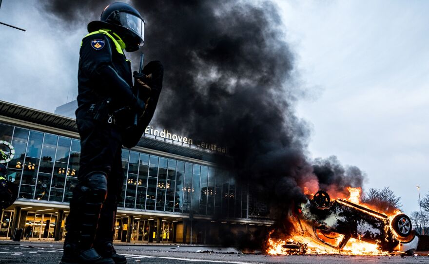 Protesters of new lockdown measures in the Netherlands burned cars and COVID-19 testing sites, and fought with police.