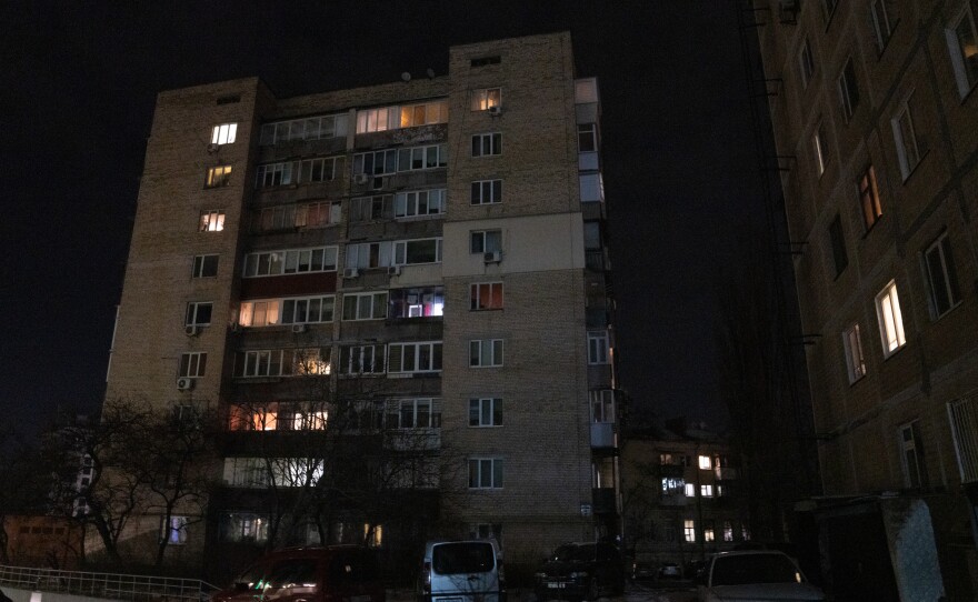 The apartment building in Kyiv where Pavlo and his wife, Tamara, live.