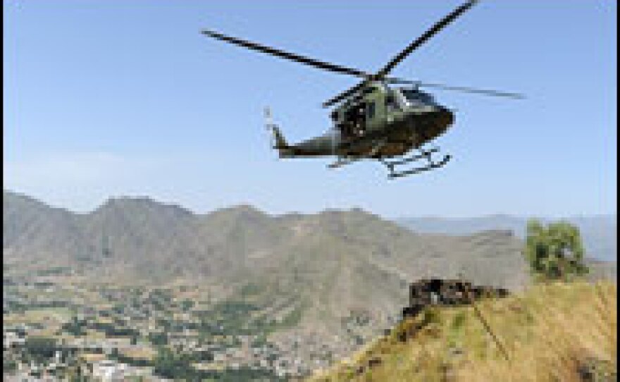 A Pakistani army helicopter flies over the main town in Swat Valley earlier this week. Experts say Pakistan's military offensive against the Taliban could help lead to the capture of Osama bin Laden.