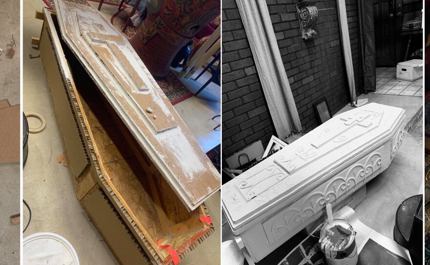 The transformation of cardboard and a plywood coffin into a child vampire's place of rest in "Things We Dig."