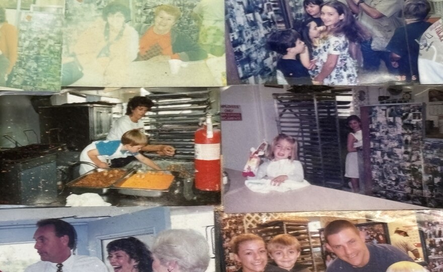 A childhood photo of Kelly Hennessy is on the wall at Mary's Donuts. She's the little girl in the white shirt on the right.