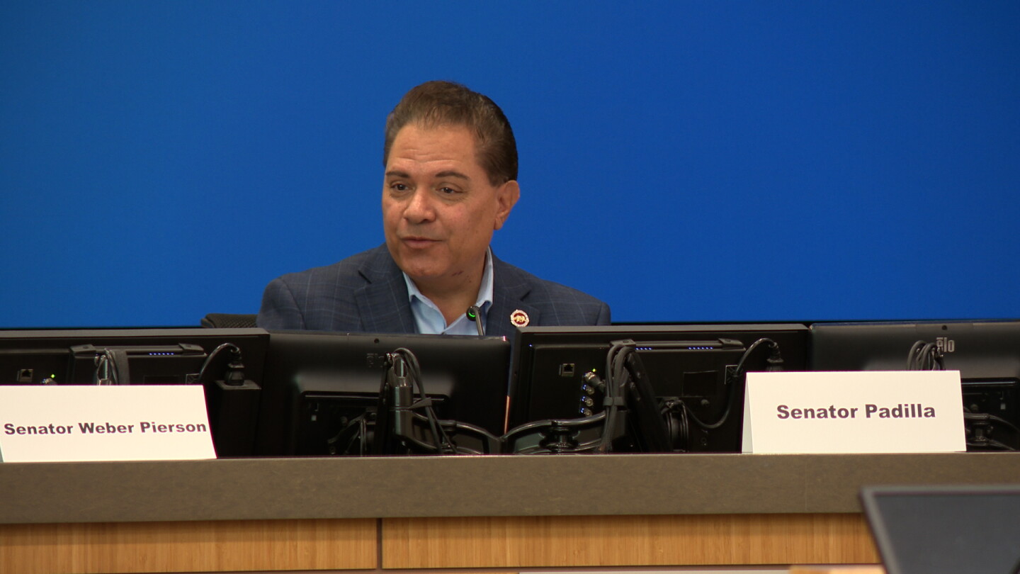 State Senator Steve Padilla talks to participants in a hearing on food insecurity at the County Operations Center on Oct. 21, 2026.