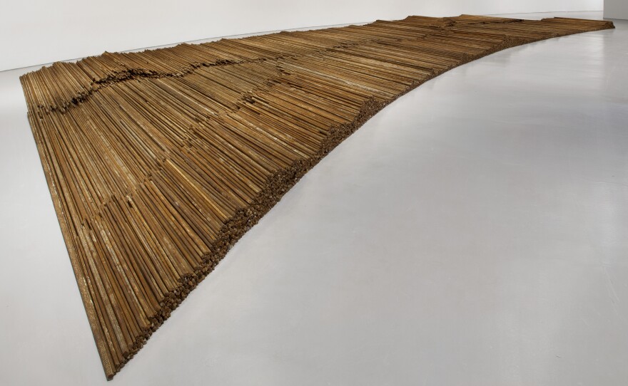 A seam running through the middle of Ai Weiwei's <em>Straight</em> conjures the image of a fault line.