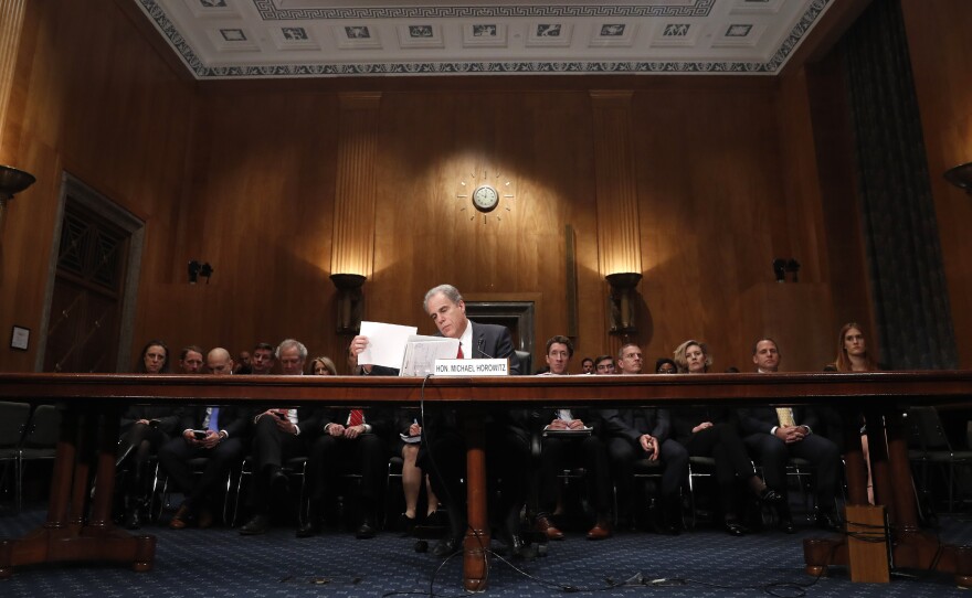 Department of Justice Inspector General Michael Horowitz testifies at a Senate committee on alleged FISA abuses in December.