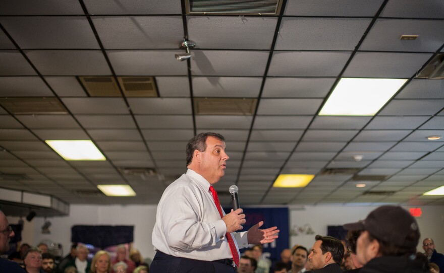 Chris Christie speaks at the Epping American Legion on Tuesday in Epping, N.H.