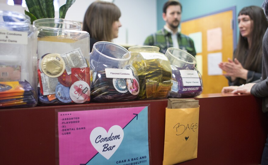 Staff members hold an informal meeting before opening the STD free clinic in February in Portland, Maine. The CDC recorded more than 2 million cases of chlamydia, gonorrhea and syphilis nationally in 2016 — the highest number of reported cases yet, officials say.