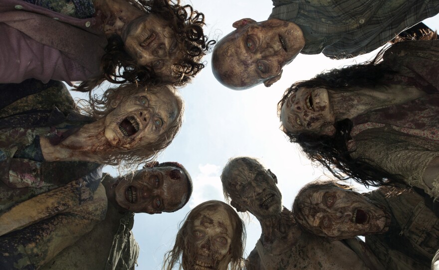 A crowd of zombies, known as "walkers," on AMC's The Walking Dead.