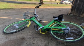 A dockless bike sits on the side of a road in El Cajon, Dec. 11, 2018.