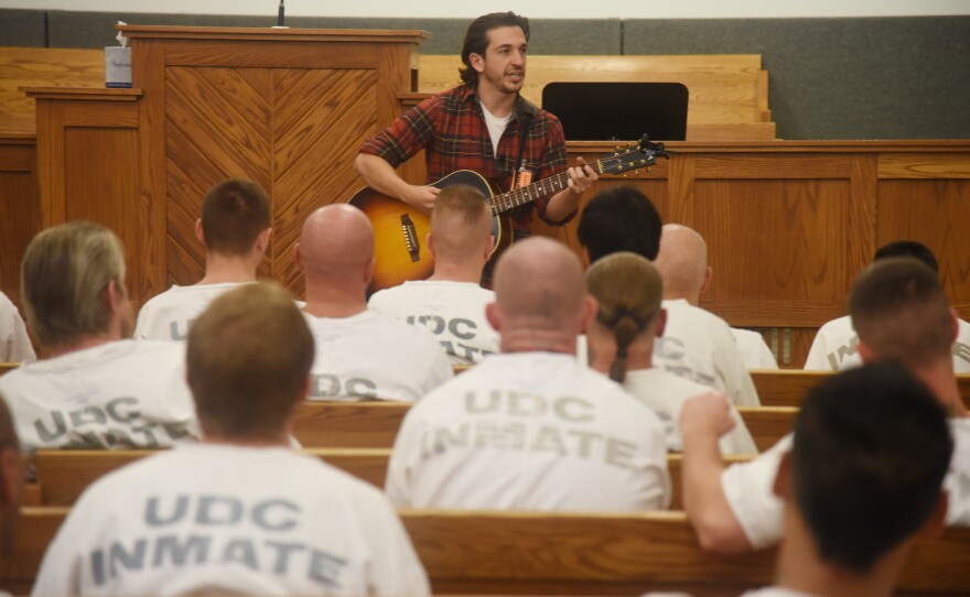 Matt Butler performing at the Central Utah Correctional Facility.