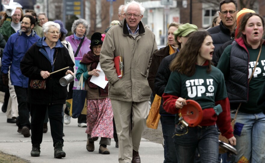 In 2007, Bernie Sanders took part in Vermont walk for "Step It Up 2007," a movement aimed at reducing carbon emissions 80 percent by 2050.