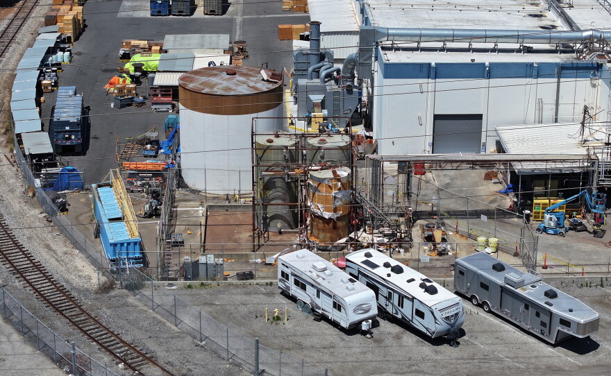 Ariel view of the chemical tank at GKN Aerospace in Garden Grove, Calif., on Wednesday.