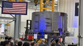 Part of the 'Central Solenoid' is shown at a General Atomics ceremony, as other parts of the powerful magnet were being shipped to France.  Aug 28, 2025
