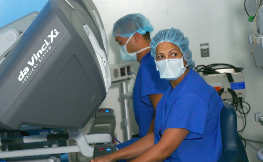 Dr. Sonia Ramamoorthy is seen in the operating room on the day of Larry Smarr's surgery, Nov. 29, 2016. 