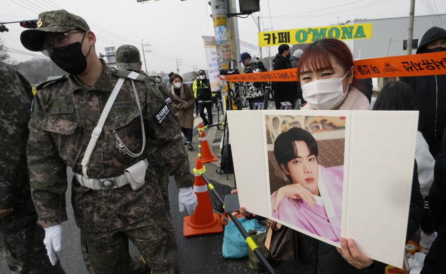 BTS member Jin begins military duty at a frontline South Korean boot camp | KPBS Public Media