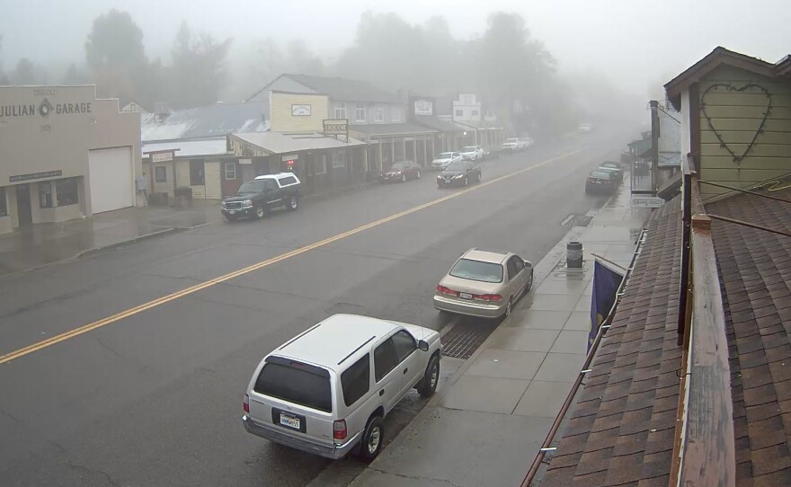 A screen capture from a web cam over Main Street in Julian, Calif. Nov. 2, 2022.