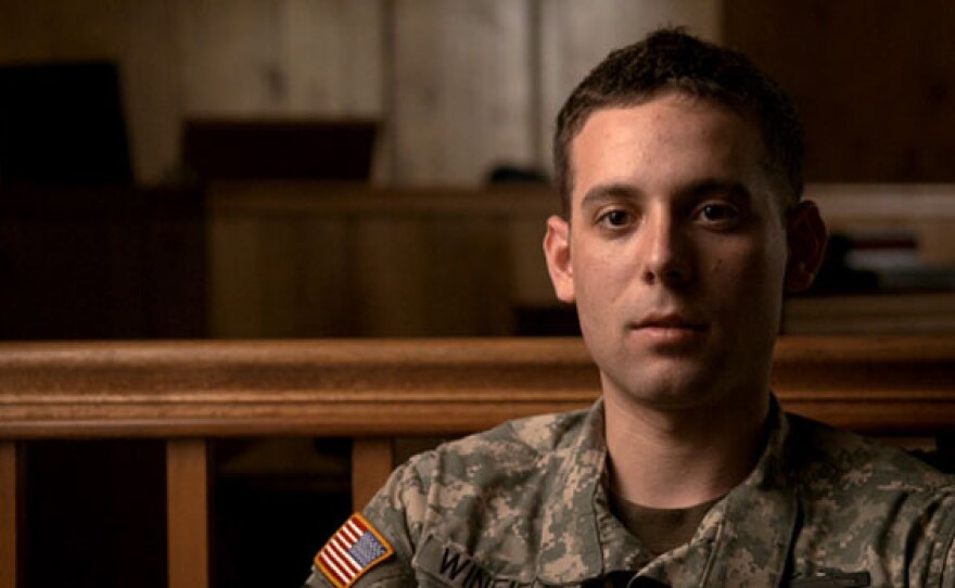 Adam Winfield is seen in a courtroom at Ft. Lewis, Washington shortly before his court martial.