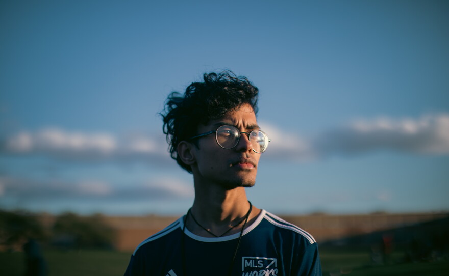 Bhagawat Dulal, a coach for Asian Refugees United's Soccer for Success program, poses for a portrait during soccer practice in Harrisburg, Pa., on April 16, 2025.