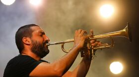 French-Lebanese trumpeter Ibrahim Maalouf performs during the Nice Jazz Festival in southeastern France in July 2019.