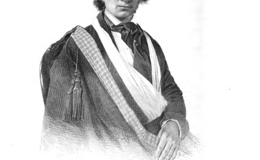 Ellen Craft dressed in disguise as a man in which she fled slavery in Georgia.