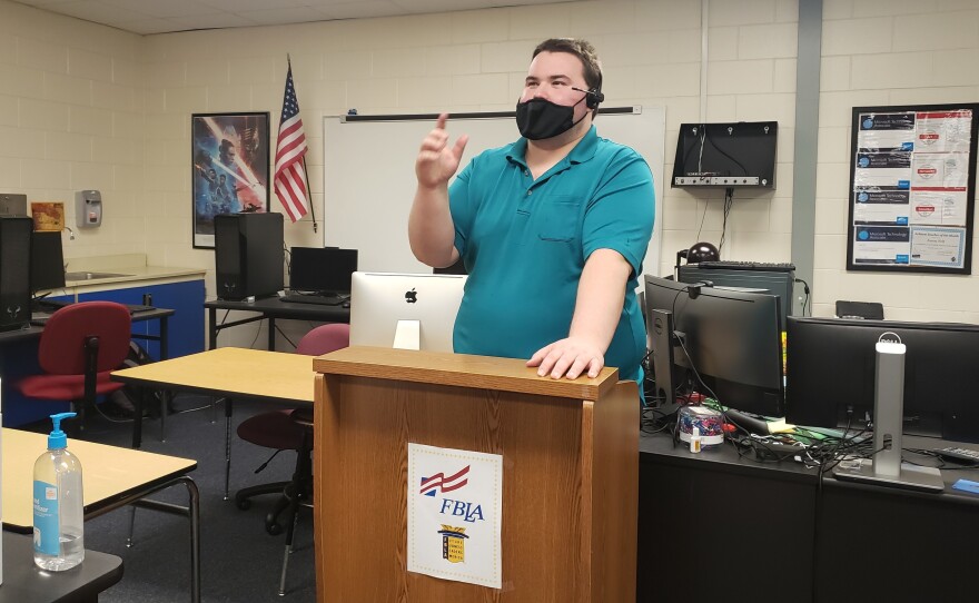 Jason Felt teaches a cybersecurity class at Countryside High School in Clearwater, Fla. The group Cyber Florida has helped organize the program in many parts of the state, and is planning to expand its "digital literacy" campaign to include topics like disinformation.