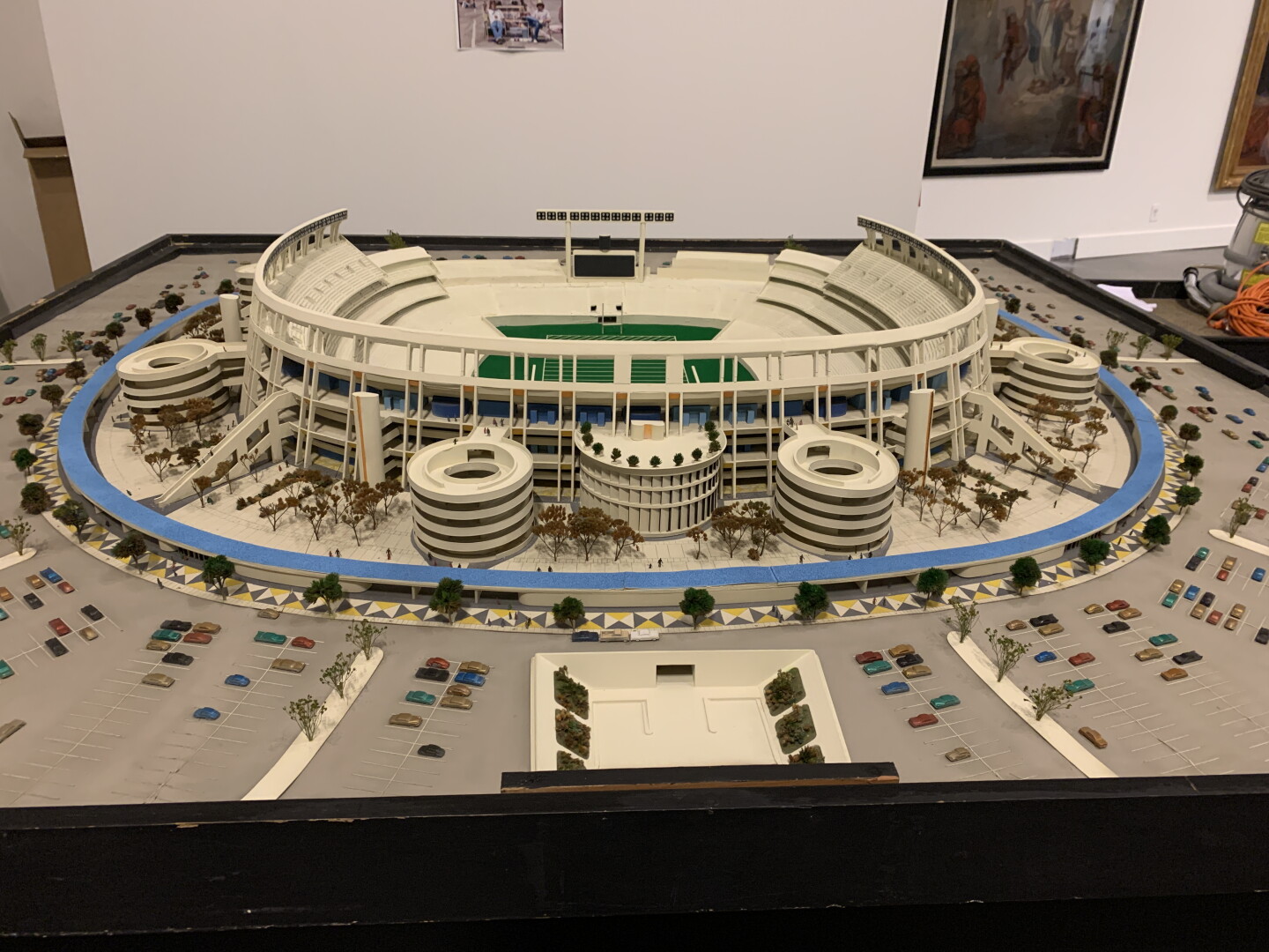 An architectural model of the old San Diego Stadium is shown at the San Diego History Center on June 9, 2026.