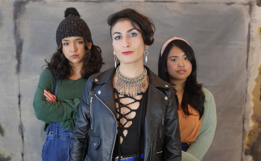 (L-R) Mikaela Rae Macias, Farah Dinga and Kailey Agpaoa are shown in an undated production photo for Moxie Theatre's "The Chronicles of Kalki."