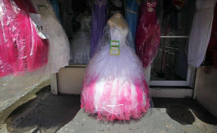 A dress for sale at a street market in the Rio Piedras neighborhood.