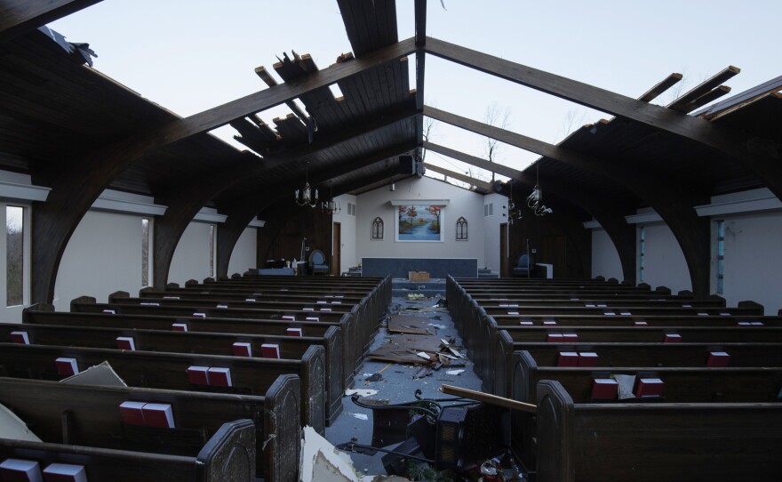 The Emmanuel Baptist Church in Mayfield, Ky., was damaged as multiple tornadoes tore through the region, leaving a large path of destruction.