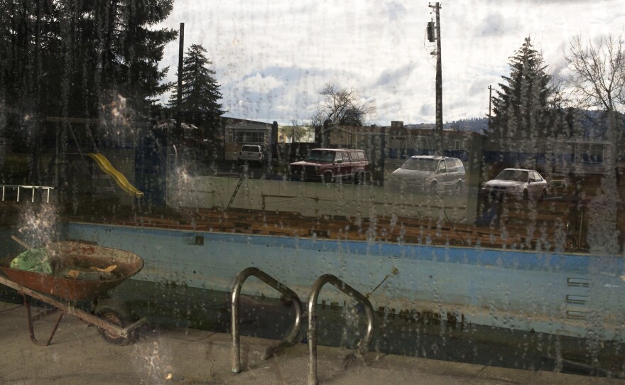 The community center at the Syringa Mobile Home Park has been closed and the pool once used by its residents has shut down and is now filled with scum.