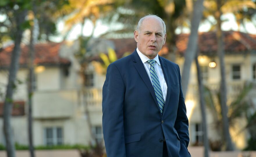 White House chief of staff John Kelly is pictured at President Trump's Mar-a-Lago resort in Palm Beach, Fla., last month.
