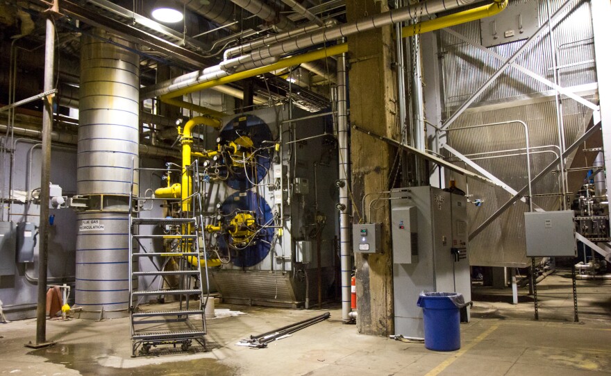 Inside Vicinity Energy's steam generation plant in Grays Ferry. Forty-one miles of pipes beneath Philadelphia's streets carry steam to dozens of office buildings, several hospitals, and the Philadelphia Museum of Art.