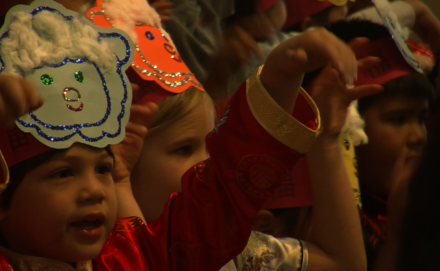 Barnard Asian Pacific Language Academy kindergarteners performed in the Lunar New Year festival, Feb. 25, 2015.