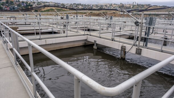 Containers of untreated sewage are shown at the South Bay International Wastewater Treatment Plant on August 29, 2024.